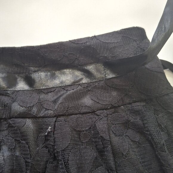 Nygard Gathered Bubble Hem Ribbon & Lace Skirt Size 22 Black Satin Ribbon Lined - Picture 6 of 13